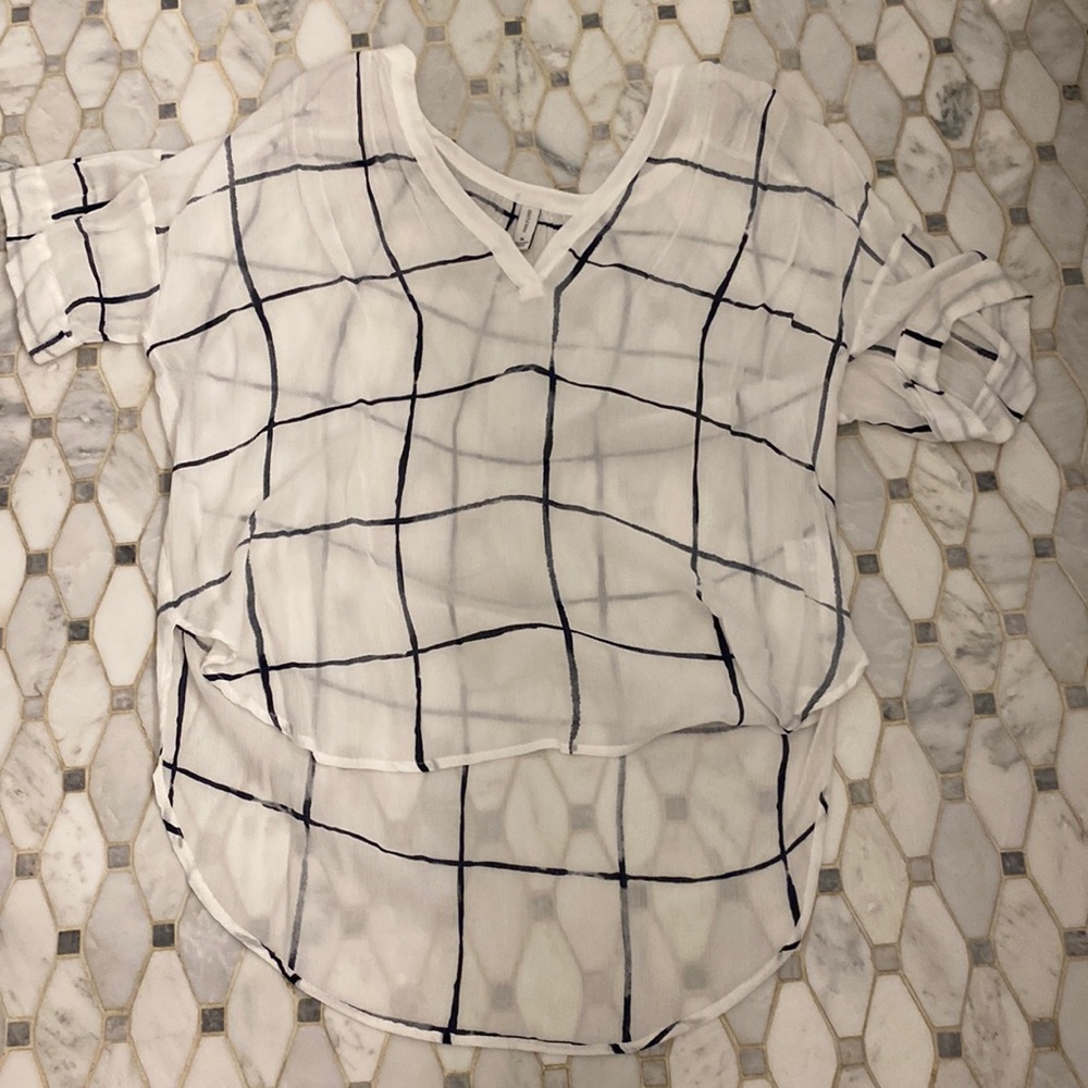 Checkered black and white blouse
